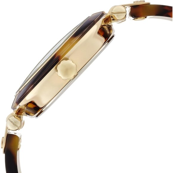 Women's Resin Bangle Watch Metal Tortoise Shell Dial Water-Resistant Quartz - Picture 3 of 6